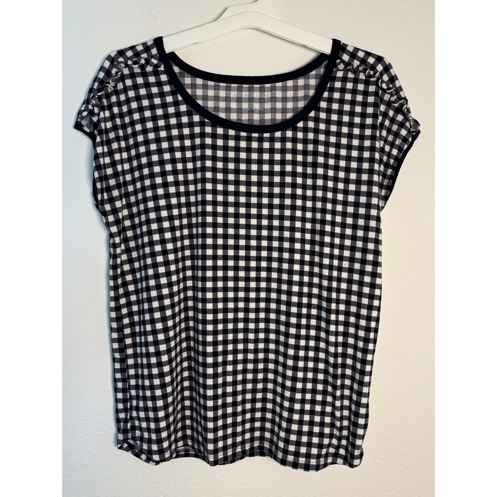 Draper James Navy Gingham Ruffle‎ Pajama Set Top and Shorts Size Large